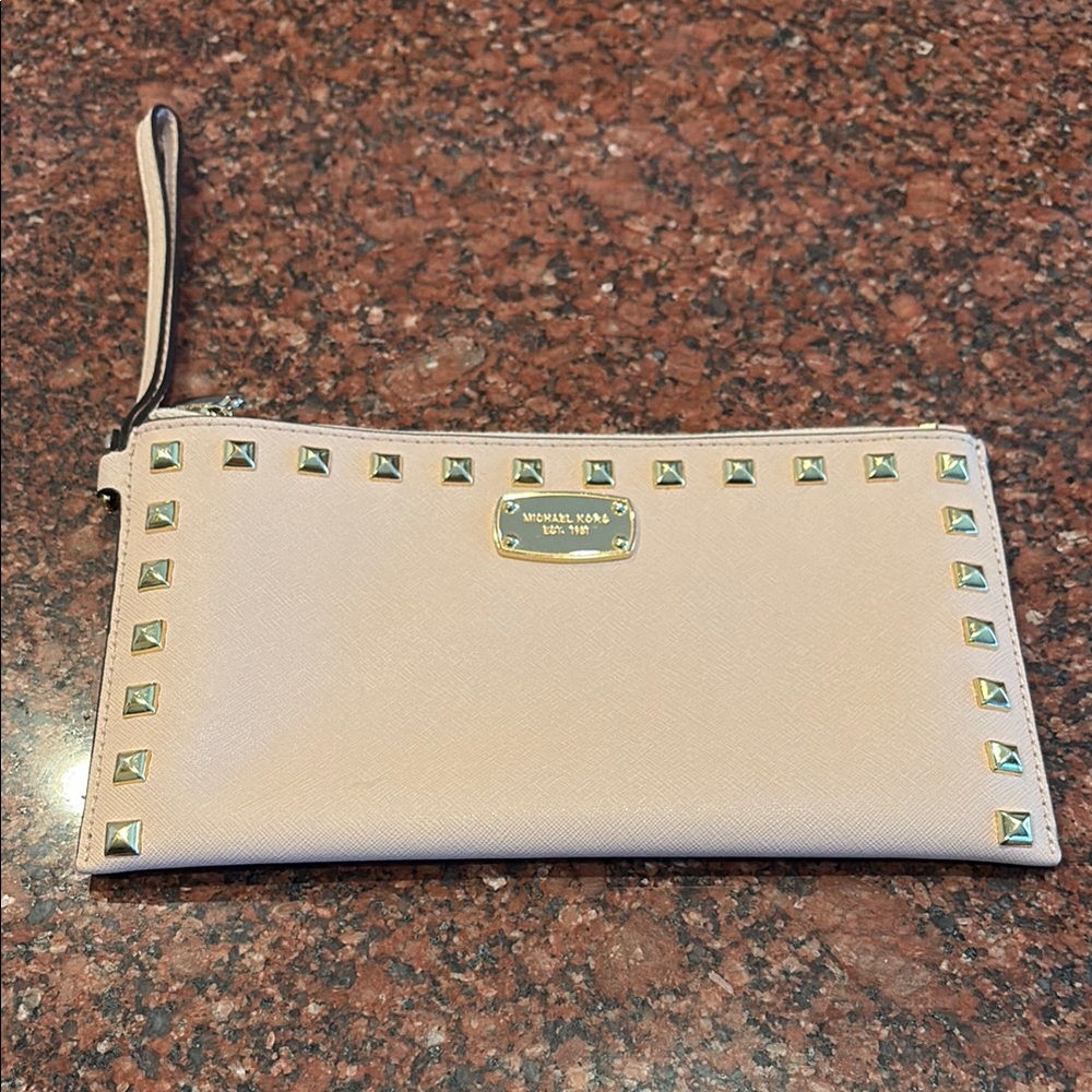 Michael Kors Beige Studded Wristlet